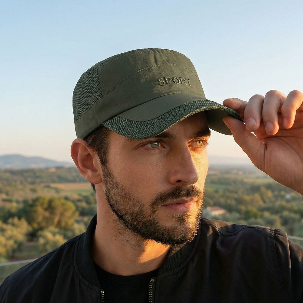Fishing Hat - Versatile Adjustable Flat Top Cap Breathable