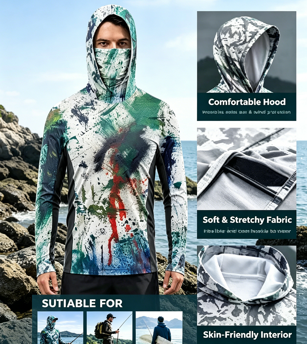 Fishing Shirt Uv Protection - Fishing Clothing Men's Long Sleeve Mask