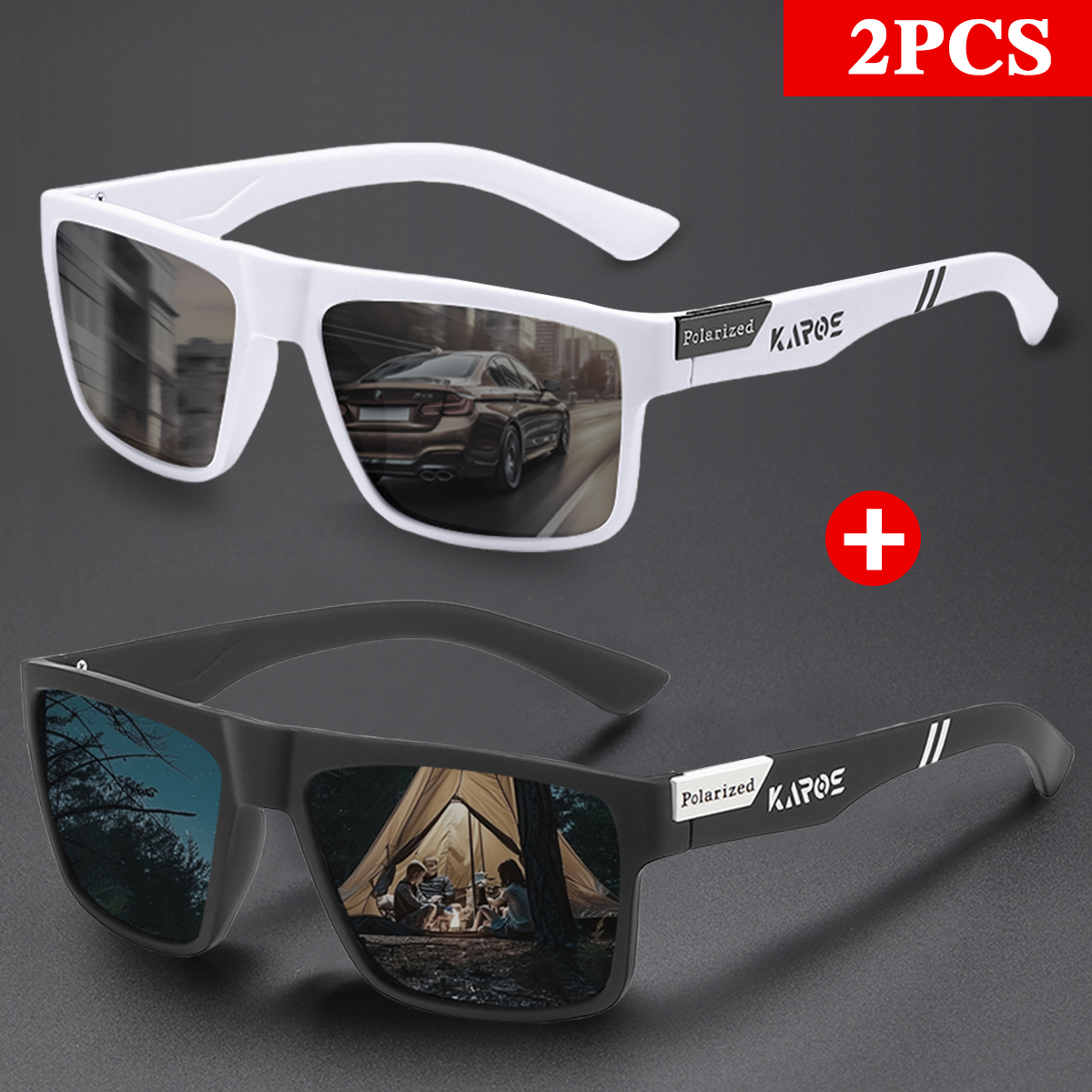 KAROS 2PCS Retro Square Polari – Fishing Sunglasses Polarized recenzja i cena
