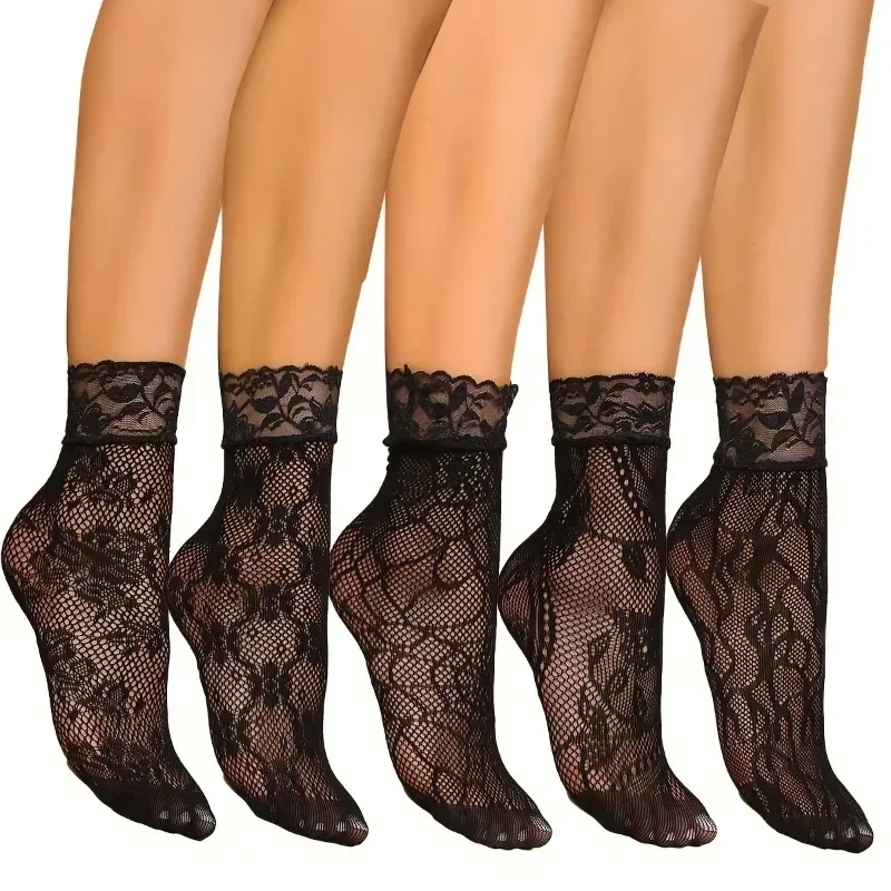 5 Pairs Floral Lace Socks Thin – Fishing Socks recenzja i cena