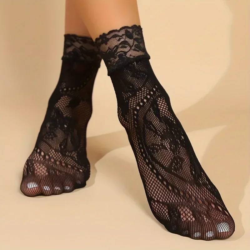 5 Pairs Floral Lace Socks Thin – Fishing Socks recenzja i cena