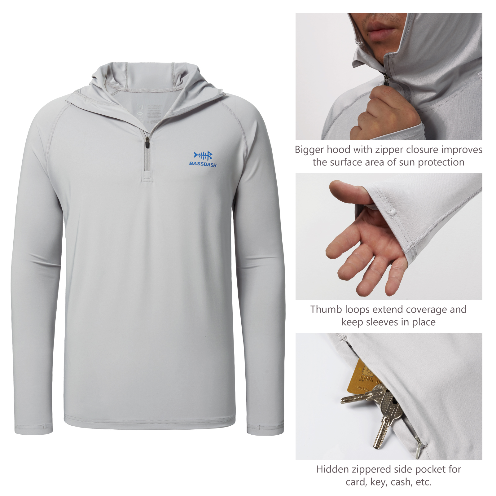 Bassdash Men’s UPF 50+ 1/4 Zip – Fishing Hoodie recenzja i cena