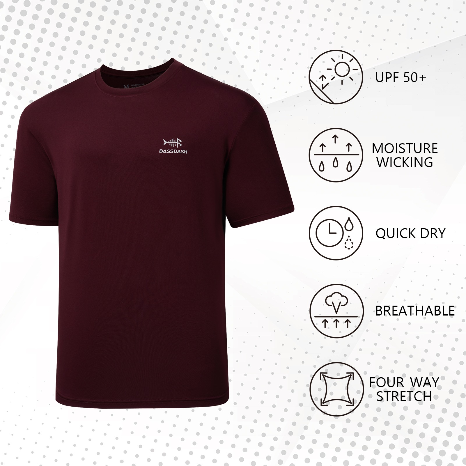 BASSDASH Men’s UPF 50+ Short S – Fishing Shirt Uv Protection recenzja i cena